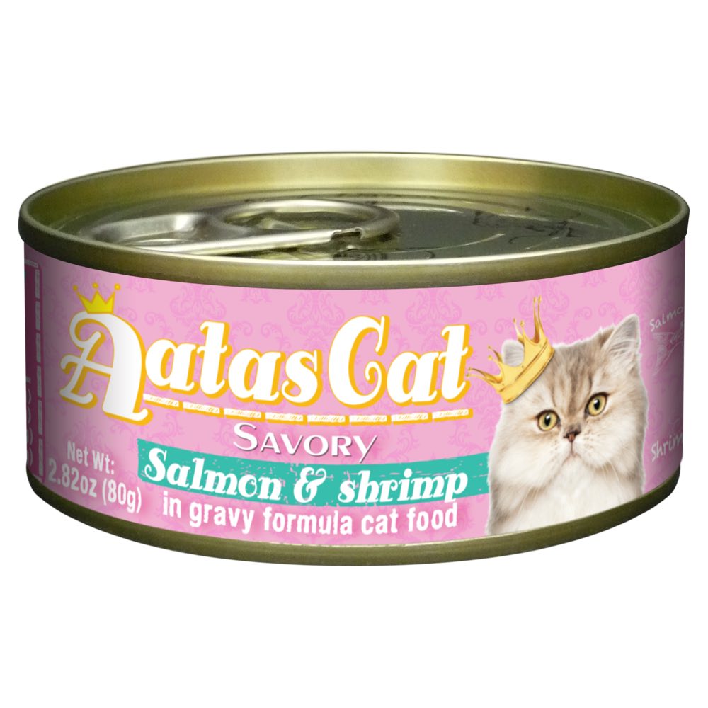 Aatas Cat Savory Salmon & Shrimp in Gravy Canned Cat Food 80g