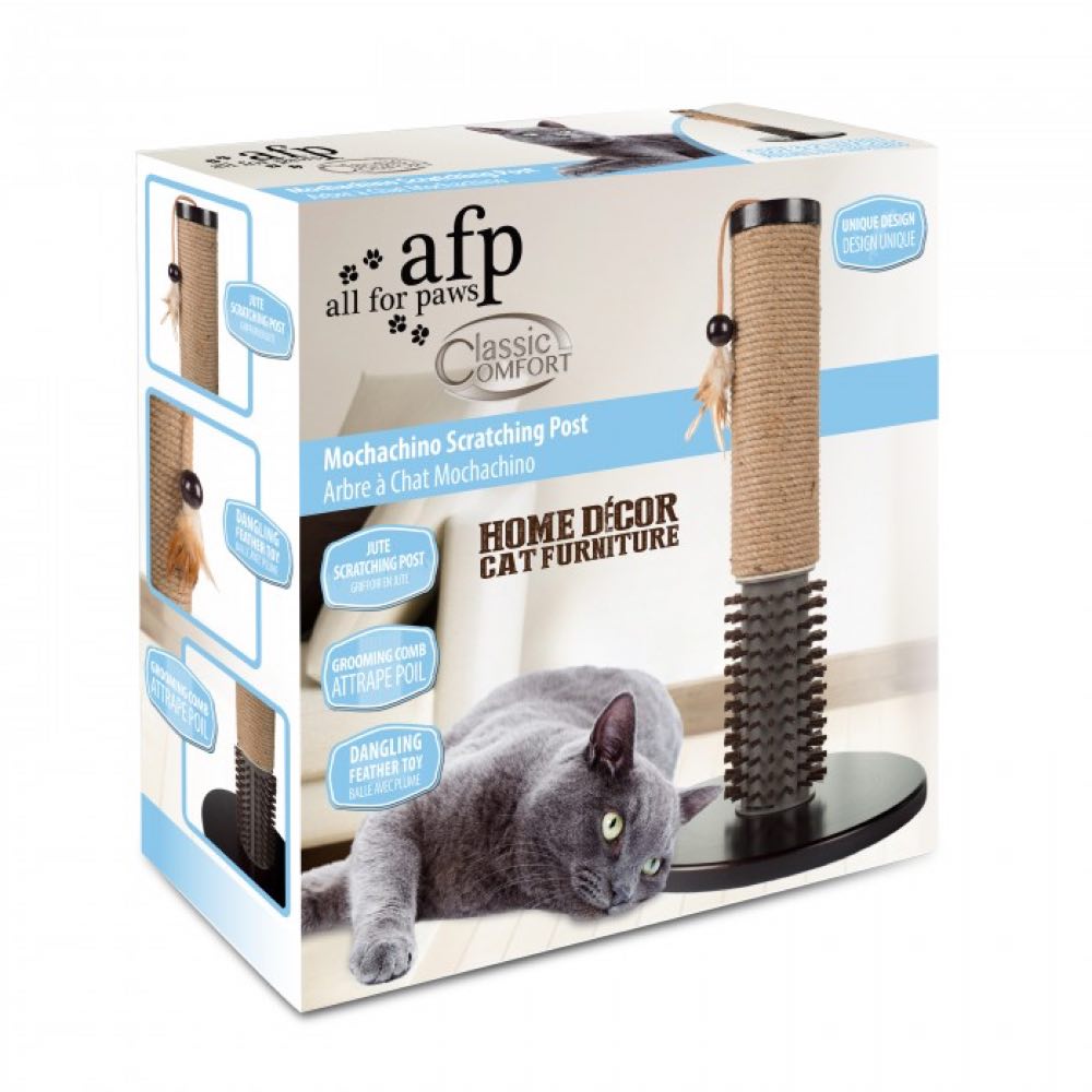 All For Paws Mochachino Scratching Cat Post with Rubber Bristles