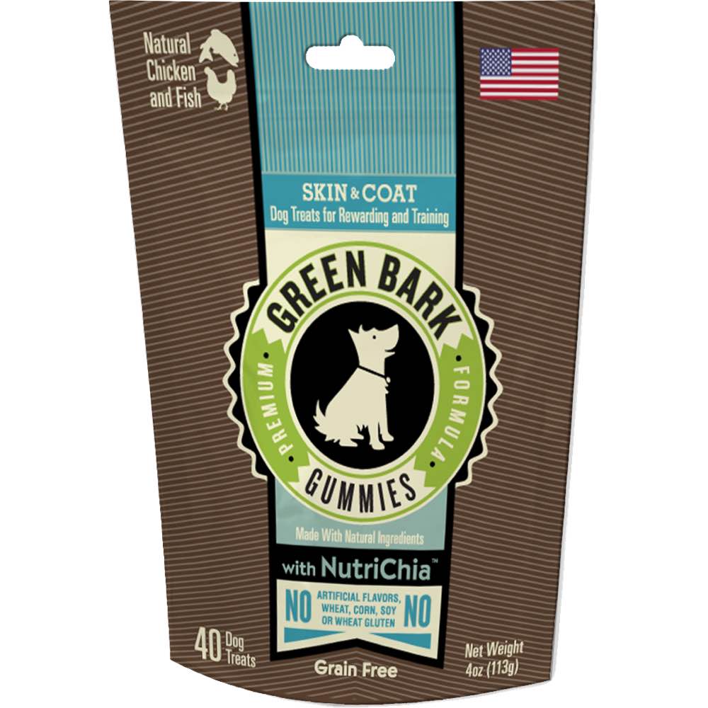 "Green Bark Gummies Skin & Coat With Chicken, Fish & Chia Dog Treat 113g"