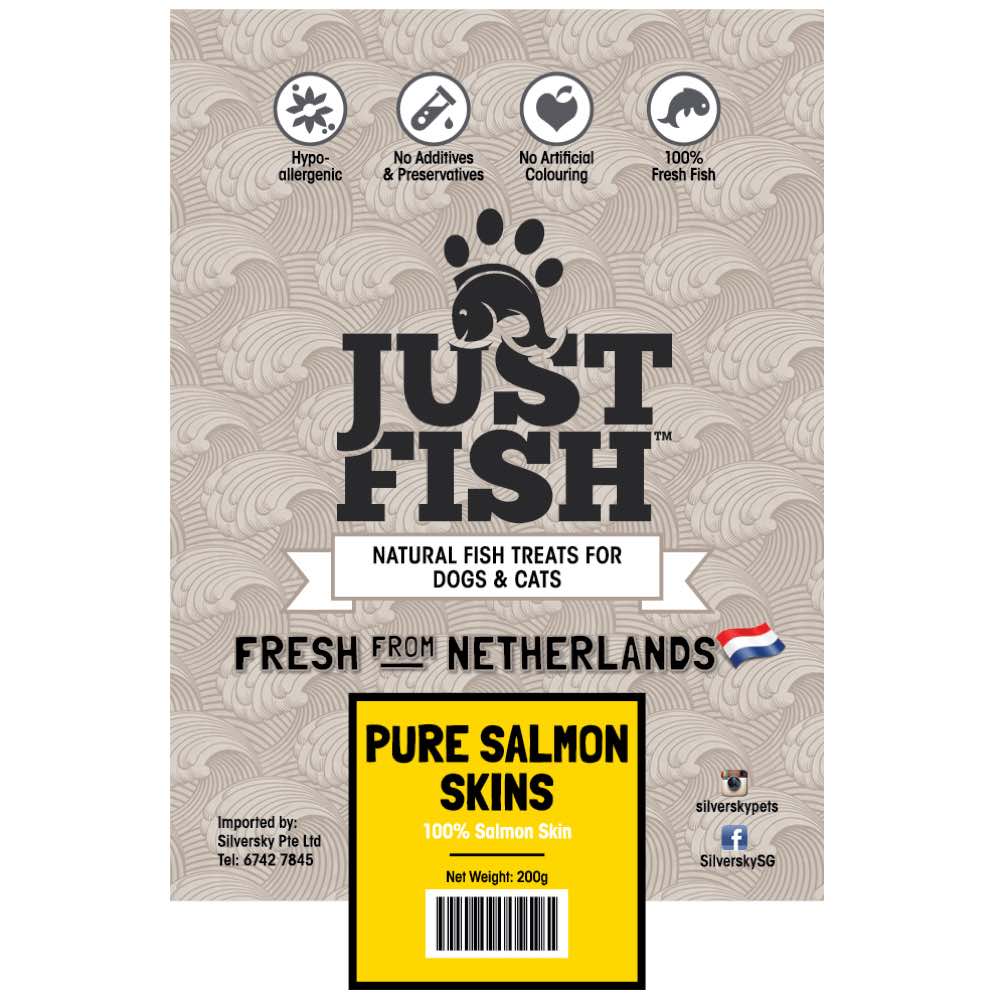 Just Fish Pure Salmon Skin Dog & Cat Treats 200g