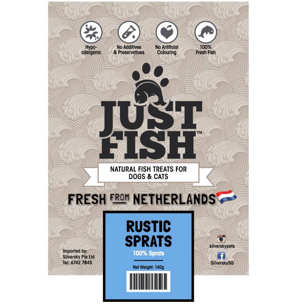 Just Fish Rustic Sprats Dog & Cat Treats 140g