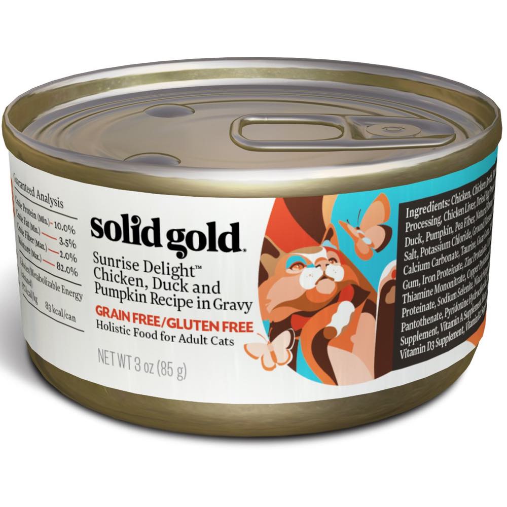 "Solid Gold Sunrise Delight Chicken, Duck & Pumpkin in Gravy Canned Cat Food 85g"
